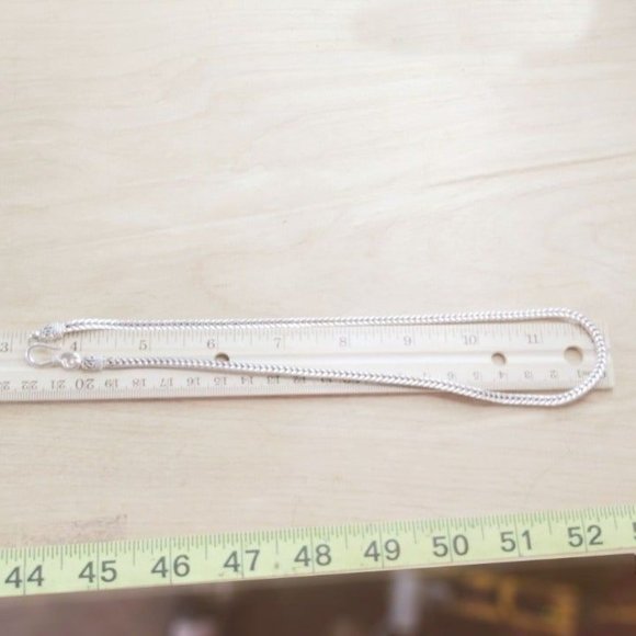 Sterling Silver 17 Inch Square Wheat Link Chain - Picture 7 of 8